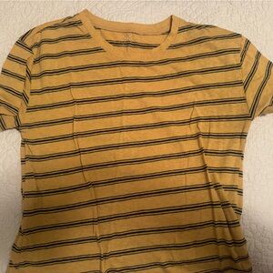 PacSun Mustard Yellow and Black Striped Short Sleeve Tee